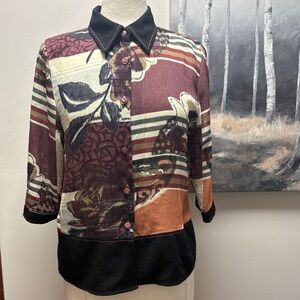 Vintage Multicolor Patchwork Button-Up Shirt
